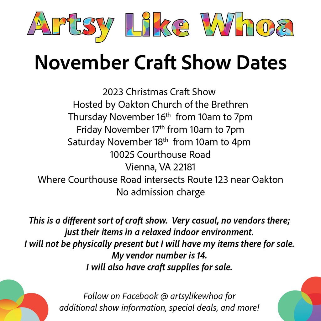 Craft Show - Oakton Church of the Brethren - Nov 16 - 18
