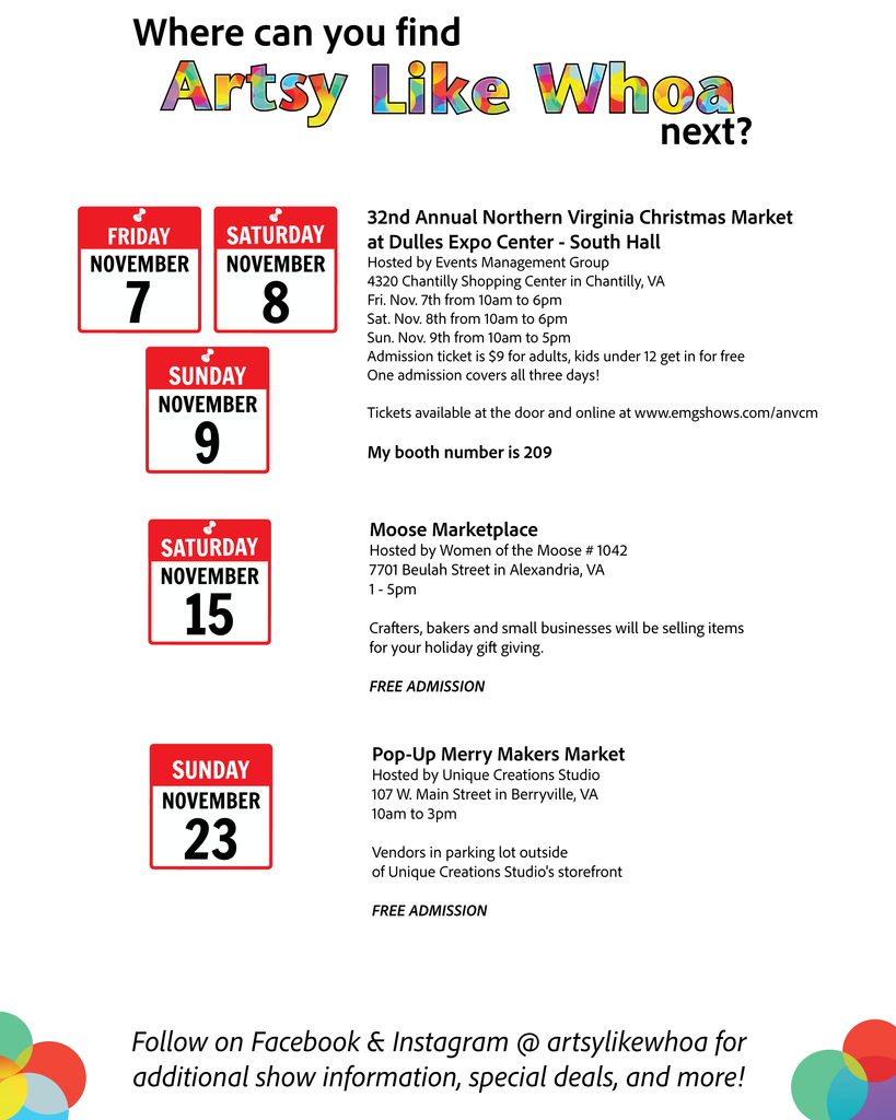 November 2025 Craft Show Dates