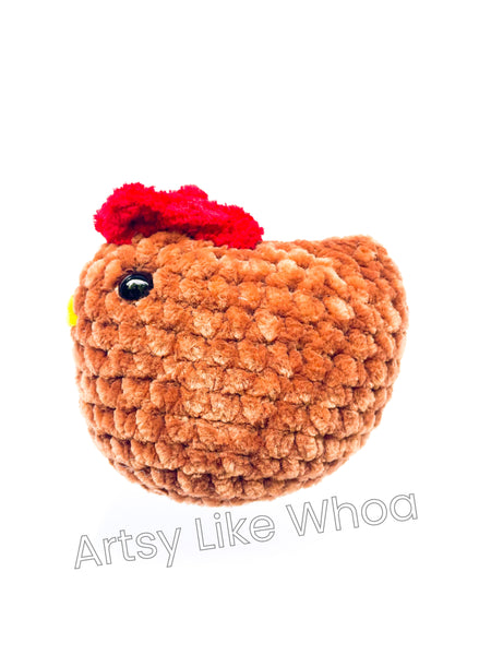 Small Brown Chicken - Crocheted Toy/Plushie - Amigurumi - Ready to Ship