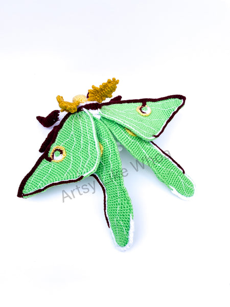 Custom Order - Luna Moth - Crocheted Art Piece - Allow 5 - 6 Weeks to Complete
