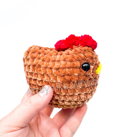Small Brown Chicken - Crocheted Toy/Plushie - Amigurumi - Ready to Ship