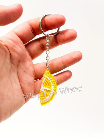 Fruit Slice Keychain - Crocheted Accessory for Backpacks, Purses and Keys - Ready to Ship