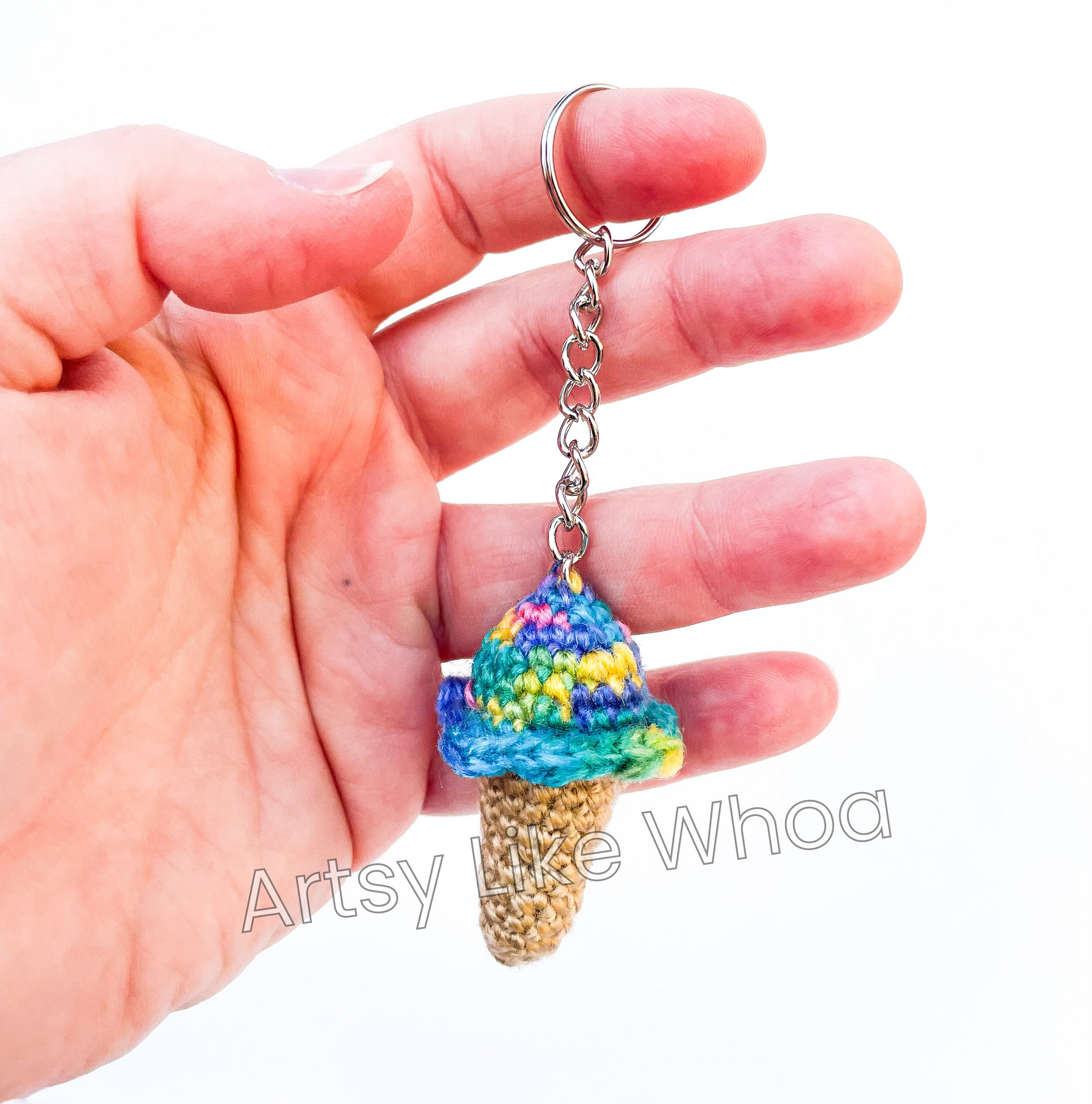 Ice Cream Cone Keychain - Crocheted Accessory for Backpacks, Purses and Keys - Ready to Ship