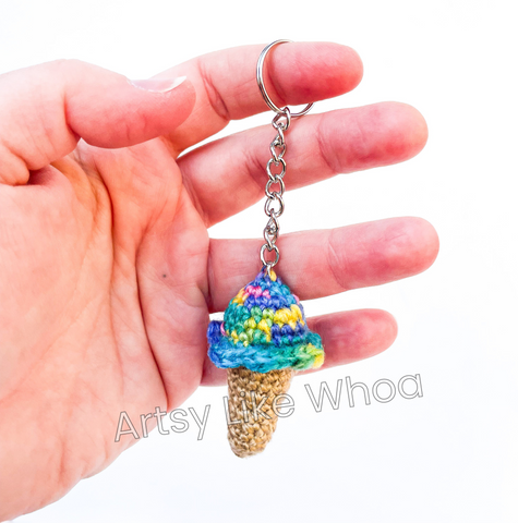 Ice Cream Cone Keychain - Crocheted Accessory for Backpacks, Purses and Keys - Ready to Ship