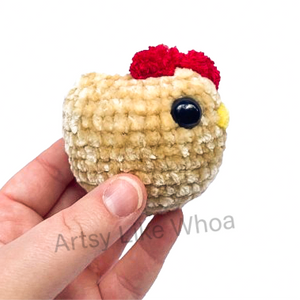 Small Golden Yellow Chicken - Crocheted Toy/Plushie - Amigurumi - Ready to Ship