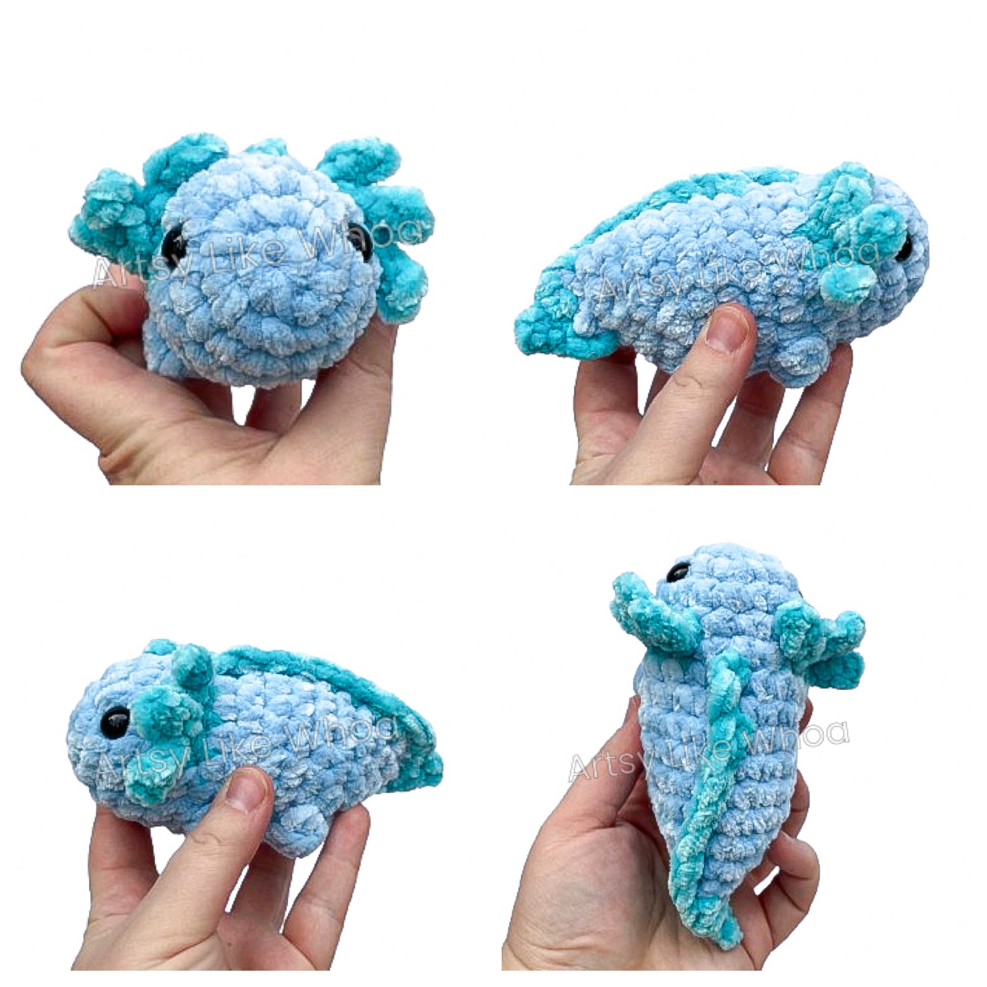 Axolotl Plushie - Crocheted Plushie Toy -  Amigurumi - Various Colors - Available - Ready to Ship