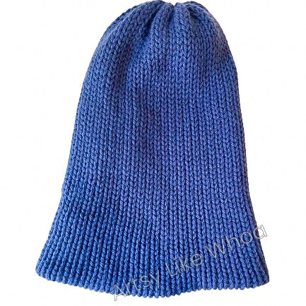 Blue Knit Hat - Slouchy or Rolled Brim Beanie - Fits Small (best for kids or petite teens) - Ready to Ship