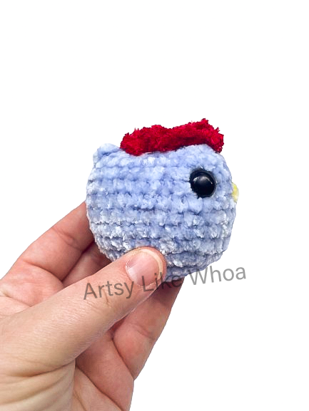 Mini Blue Chicken - Crocheted Toy/Plushie - Amigurumi - Ready to Ship