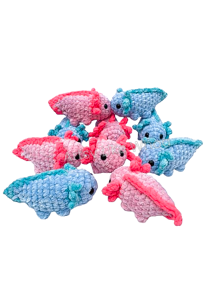 Axolotl Plushie - Crocheted Plushie Toy -  Amigurumi - Various Colors - Available - Ready to Ship
