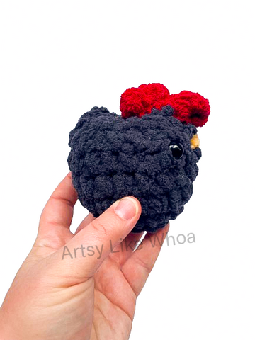 Small Black Chicken - Crocheted Toy/Plushie - Amigurumi - Ready to Ship