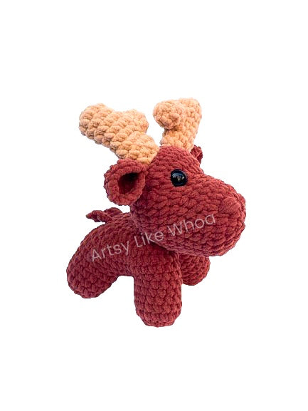 Moose Plushie - Crocheted Toy - Amigurumi - Ready to Ship
