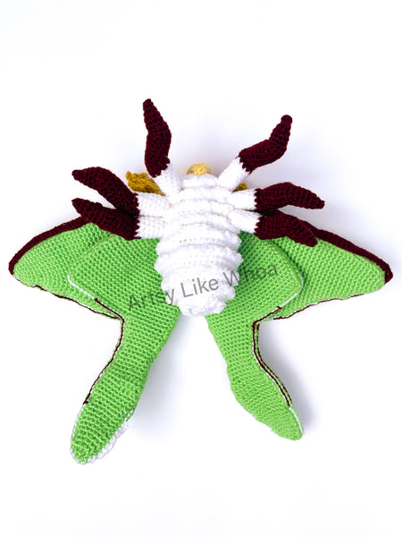 Custom Order - Luna Moth - Crocheted Art Piece - Allow 5 - 6 Weeks to Complete