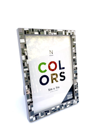 Gift Card Mosaic Picture Frame - Black, White, and Gray on Narrow Gray Frame - Holds 5" x 7" Photo