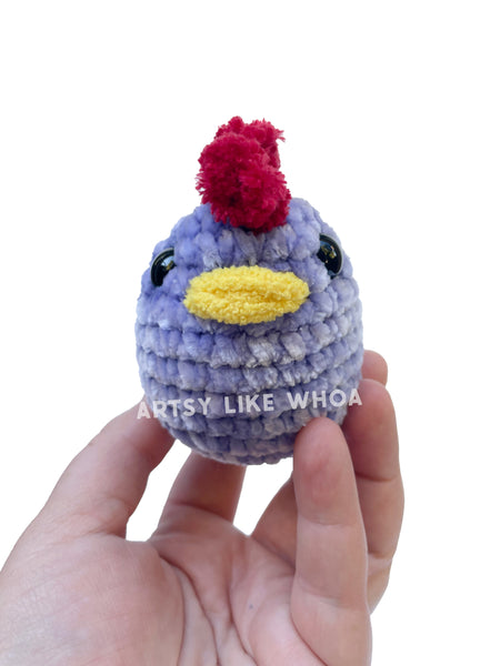 Mini Blue Chicken - Crocheted Toy/Plushie - Amigurumi - Ready to Ship