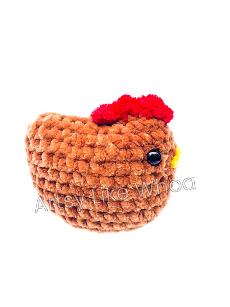 Small Brown Chicken - Crocheted Toy/Plushie - Amigurumi - Ready to Ship