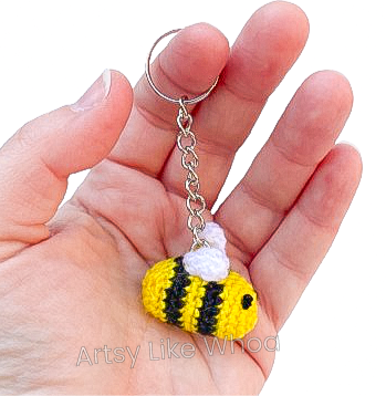 Regular Bee Keychain - Crocheted Accessory for Backpacks, Purses and Keys - Ready to Ship