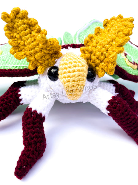 Custom Order - Luna Moth - Crocheted Art Piece - Allow 5 - 6 Weeks to Complete