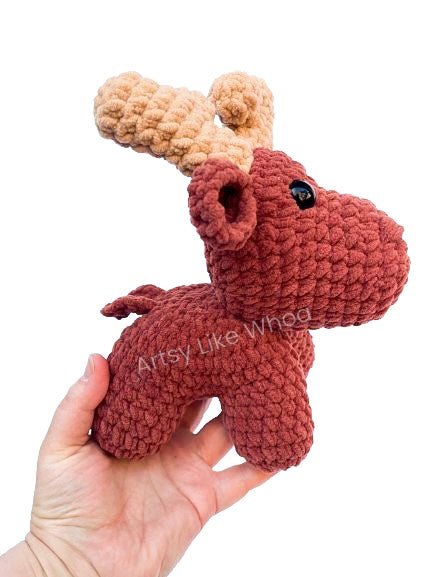 Moose Plushie - Crocheted Toy - Amigurumi - Ready to Ship