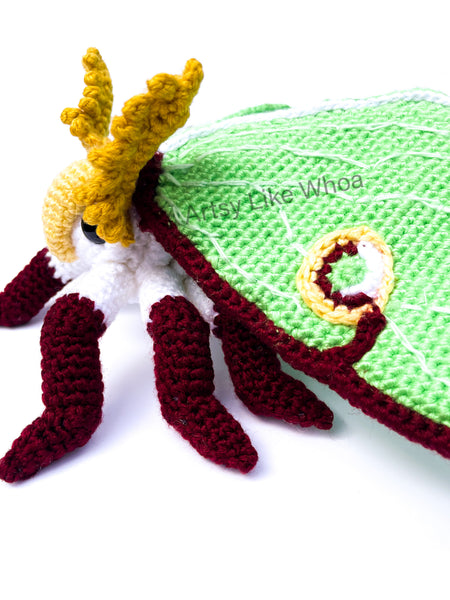 Custom Order - Luna Moth - Crocheted Art Piece - Allow 5 - 6 Weeks to Complete