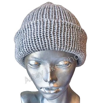 Light Gray Knit Hat - One Size Fits Most - Slouchy or Rolled-Brim Style Beanie - Ready to Ship