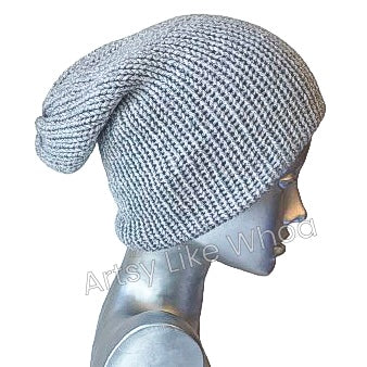 Light Gray Knit Hat - One Size Fits Most - Slouchy or Rolled-Brim Style Beanie - Ready to Ship