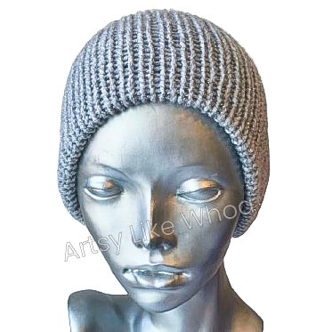 Light Gray Knit Hat - One Size Fits Most - Slouchy or Rolled-Brim Style Beanie - Ready to Ship