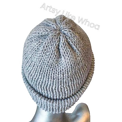 Light Gray Knit Hat - One Size Fits Most - Slouchy or Rolled-Brim Style Beanie - Ready to Ship