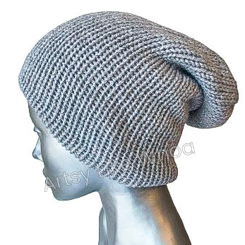 Light Gray Knit Hat - One Size Fits Most - Slouchy or Rolled-Brim Style Beanie - Ready to Ship