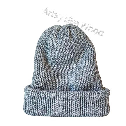 Light Gray Knit Hat - One Size Fits Most - Slouchy or Rolled-Brim Style Beanie - Ready to Ship