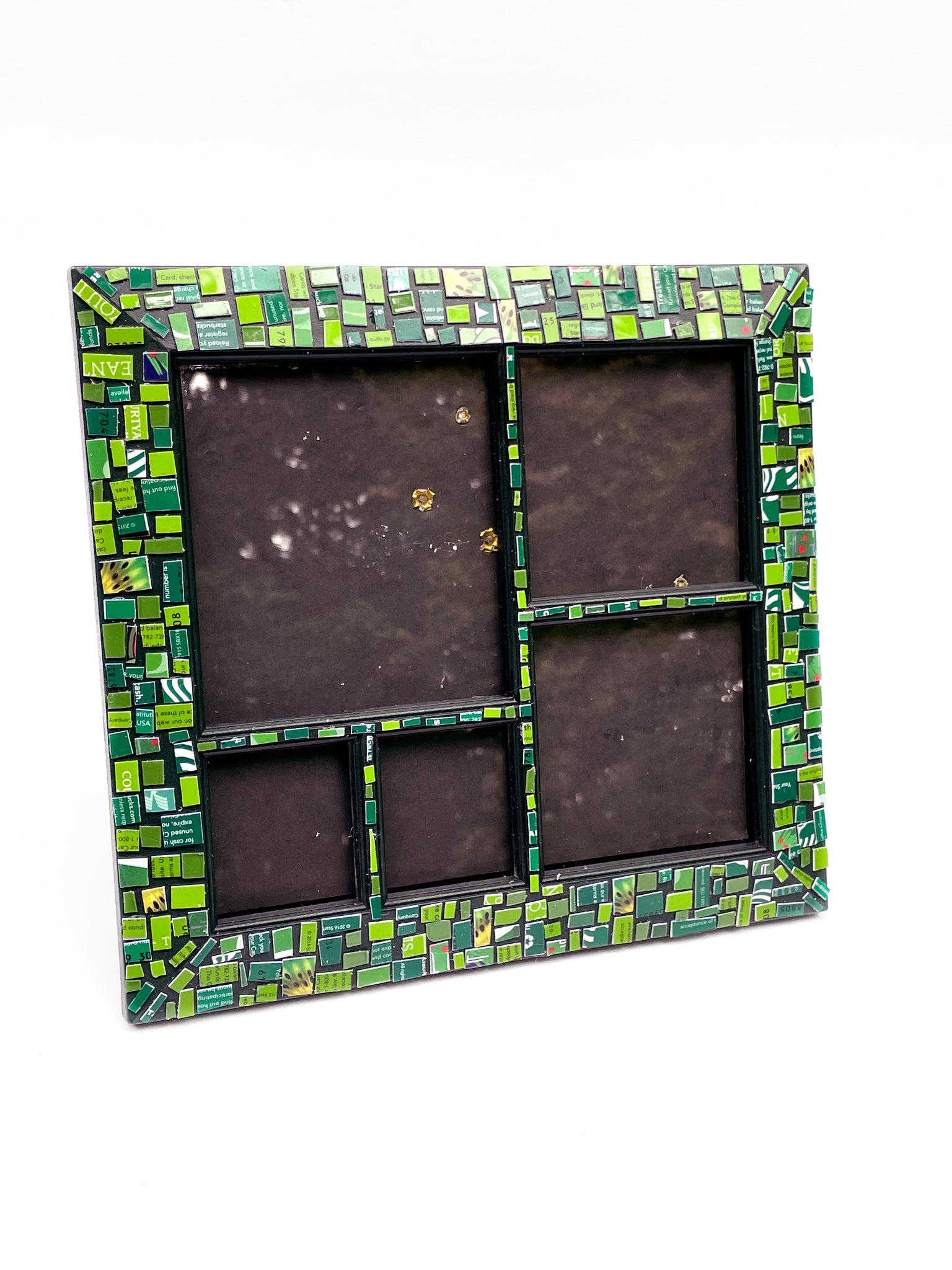 Gift Card Mosaic Picture Frame - Green on Green Frame - Holds Multiple Photos of Various Sizes