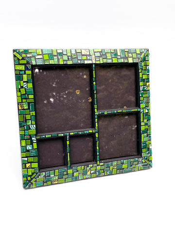 Gift Card Mosaic Picture Frame - Green on Green Frame - Holds Multiple Photos of Various Sizes