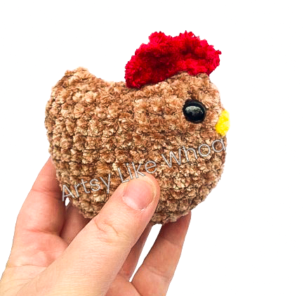 Small Brown Speckled Chicken - Crocheted Toy - Amigurumi - Ready to Ship