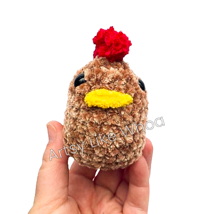 Small Brown Speckled Chicken - Crocheted Toy - Amigurumi - Ready to Ship