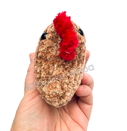 Small Brown Speckled Chicken - Crocheted Toy - Amigurumi - Ready to Ship