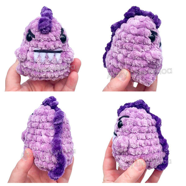 Mini Grumpy Dinos - Crocheted Toy - Various Colors - Amigurumi - Ready to Ship