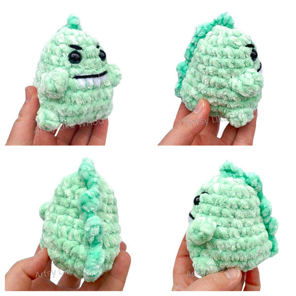 Crocheted Plushie - Mini Grumpy Dinos - Various Colors - Amigurumi - Ready to Ship