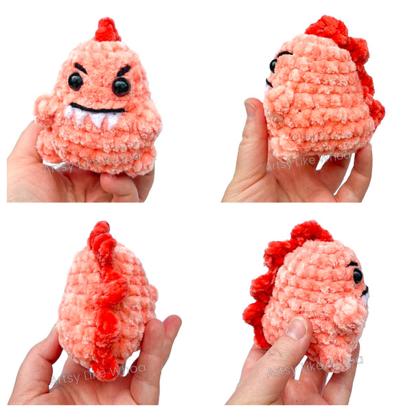 Crocheted Plushie - Mini Grumpy Dinos - Various Colors - Amigurumi - Ready to Ship