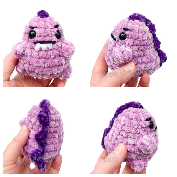 Crocheted Plushie - Mini Grumpy Dinos - Various Colors - Amigurumi - Ready to Ship