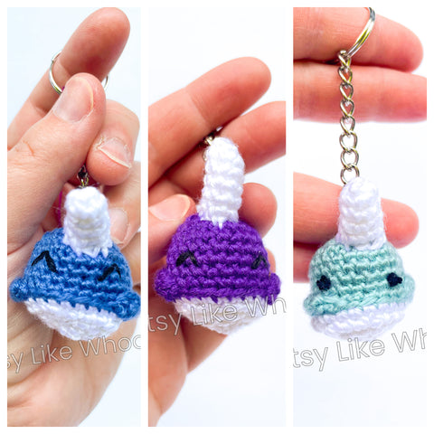Narwhal Keychain - Crocheted Accessory for Backpacks, Purses and Keys - Various Colors Available - Ready to Ship
