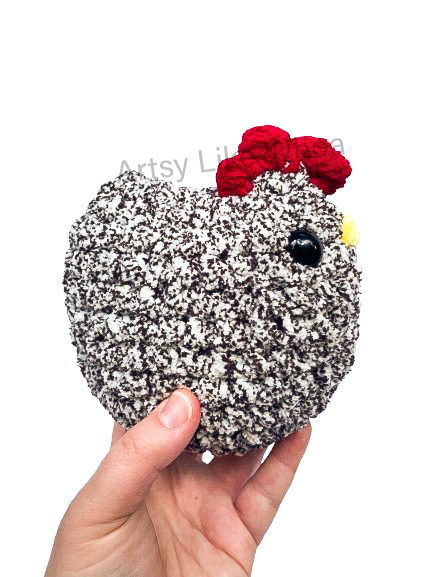Large White And Brown Speckled Chicken - Crocheted Toy/Plushie - Amigurumi - Ready to Ship