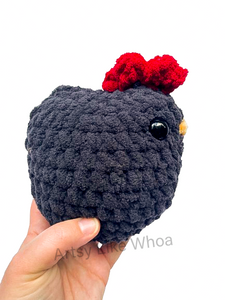 Extra Large Black Chicken - Crocheted Toy/Plushie - Amigurumi - Ready to Ship
