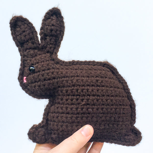 "Chocolate" Easter Bunny Crocheted Plushie - Ready To Ship